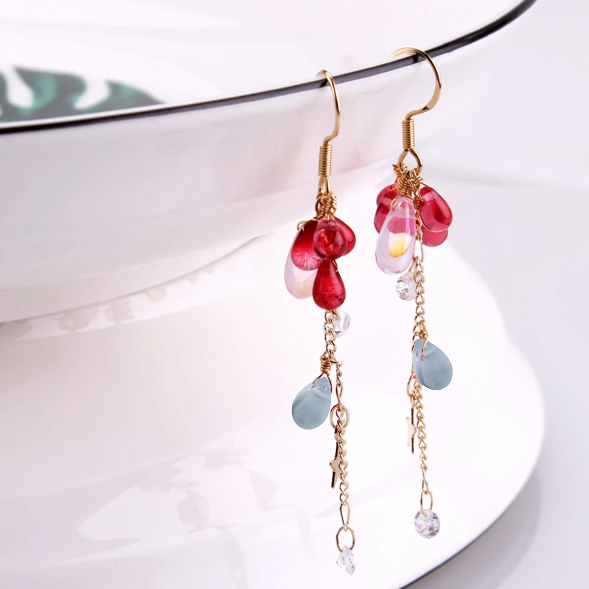 

50Pcs Multi-Colors Crystal Beads Tear Drop Design Lightweight DIY Pendant for Jewelry Making Handmade Dangler Earrings Decor