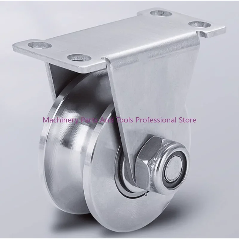 1pc U-Type Stainless Steel Pulley Block Mute Bearings Groove Sliding Roller Track Wheel New