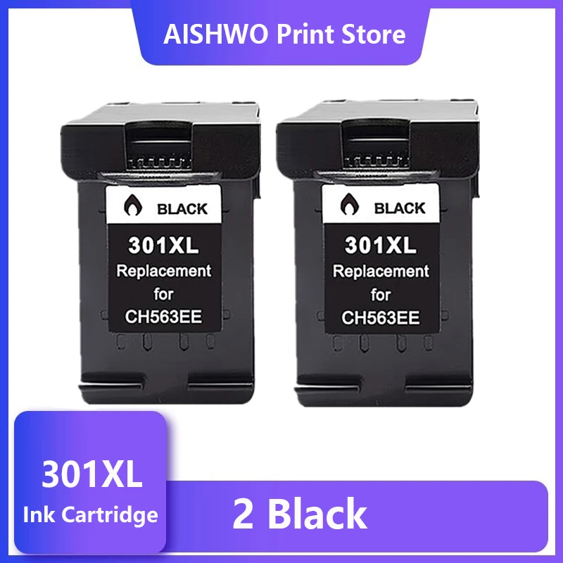 

2 Black 301 XL Remanufactured For HP 301 301XL Ink Cartridge For HP301 Envy 5530 Deskjet 2050 2540 2510 1000 1050 Printer