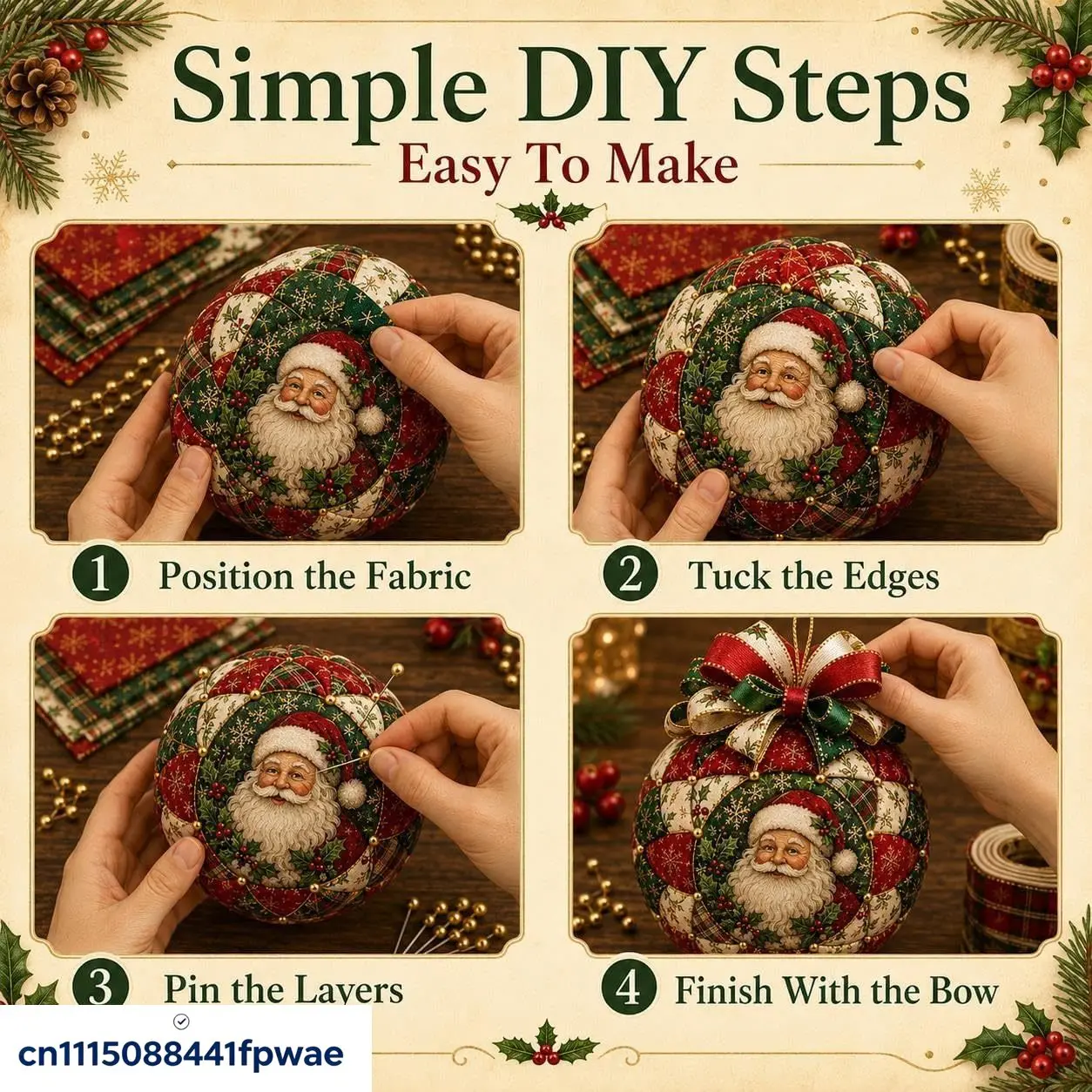 Christmas Classics Patchwork Ornament DIY Kit, Quilted Tree Fabric
