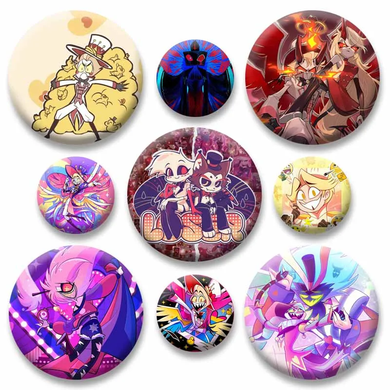 Lucifer Vaggie Alastor Vox Husk Cartoon Badge Anime Peripheral Enamel Pins Backpack Clothes Jewelry Brooch Accessories Toys Gift