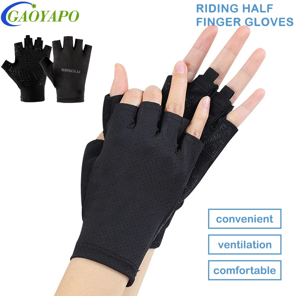 1Pair Bicycle Gloves Half-Finger Workout Gloves Non-Slip Shock Absorption Breathable Cushion Bike Gloves for Motorcycle Cycling