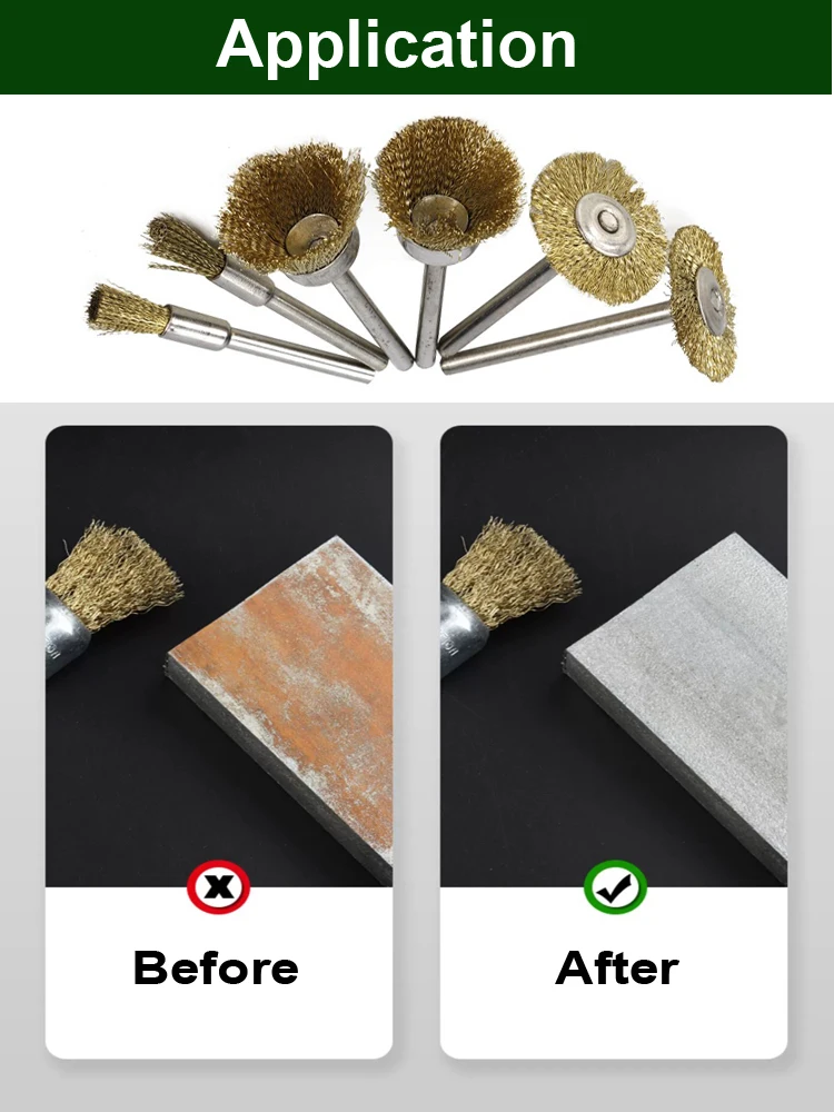 10 Stück/Set Edelstahl-Enddrahtbürste mit 13/25 mm schalenförmigem Kopf, 3 mm Schaft, Werkzeugzubehör für die Reinigung von Bohrwerkzeugen – Detail 7