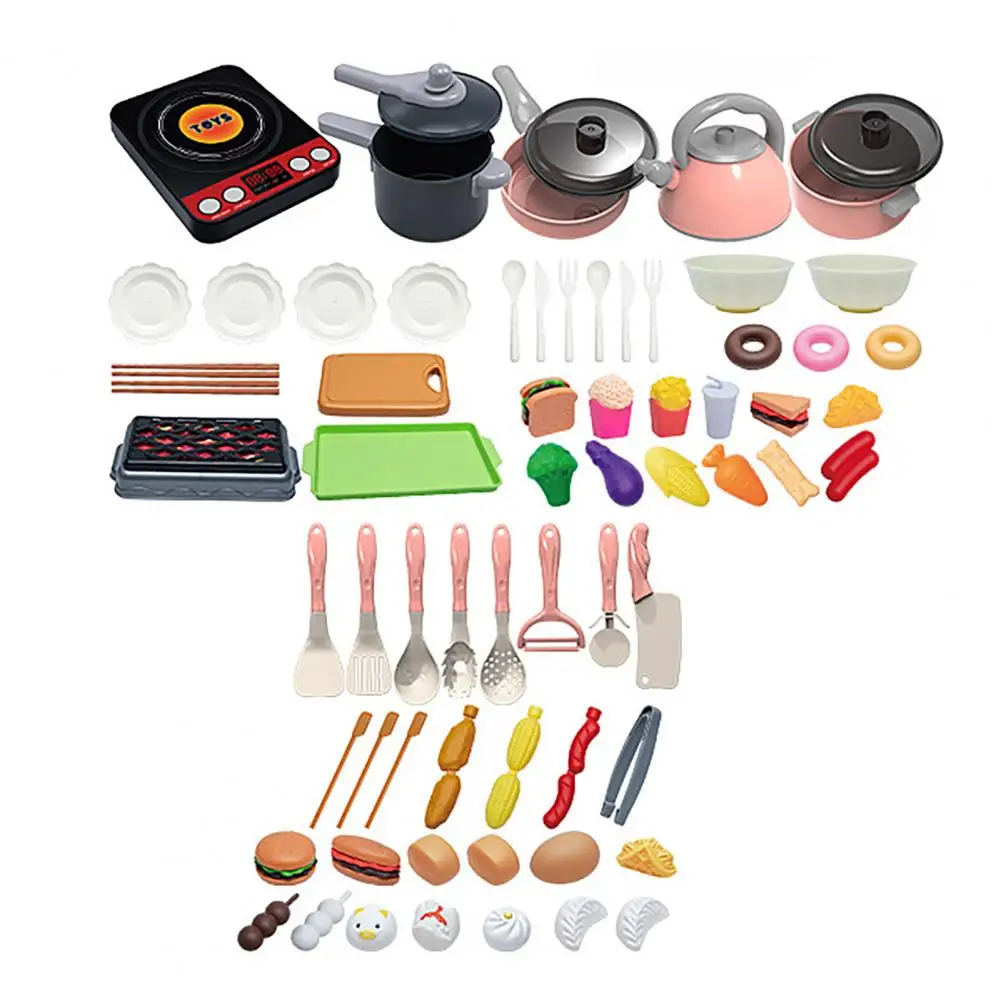 

Play Kitchen Set Play House Toys Induction Cooker Playset with Realistic Sounds Kids Kitchen Accessories Set with for Toddlers