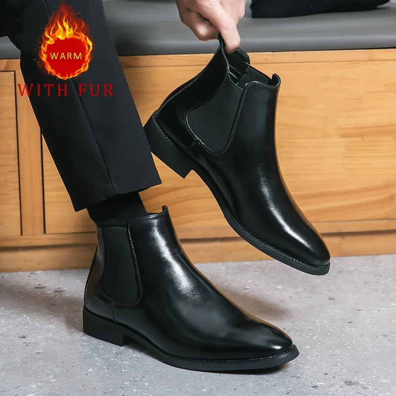 

Men's autumn and winter boots Gentleman British casual style Office or Business 38-46 Adult classic leather Shoes Quality Luxury