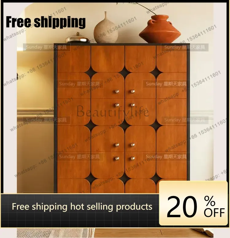 Factory Direct Medieval Contrast Color Living Room Large Capacity Locker Modern Simple Edge Cabinet