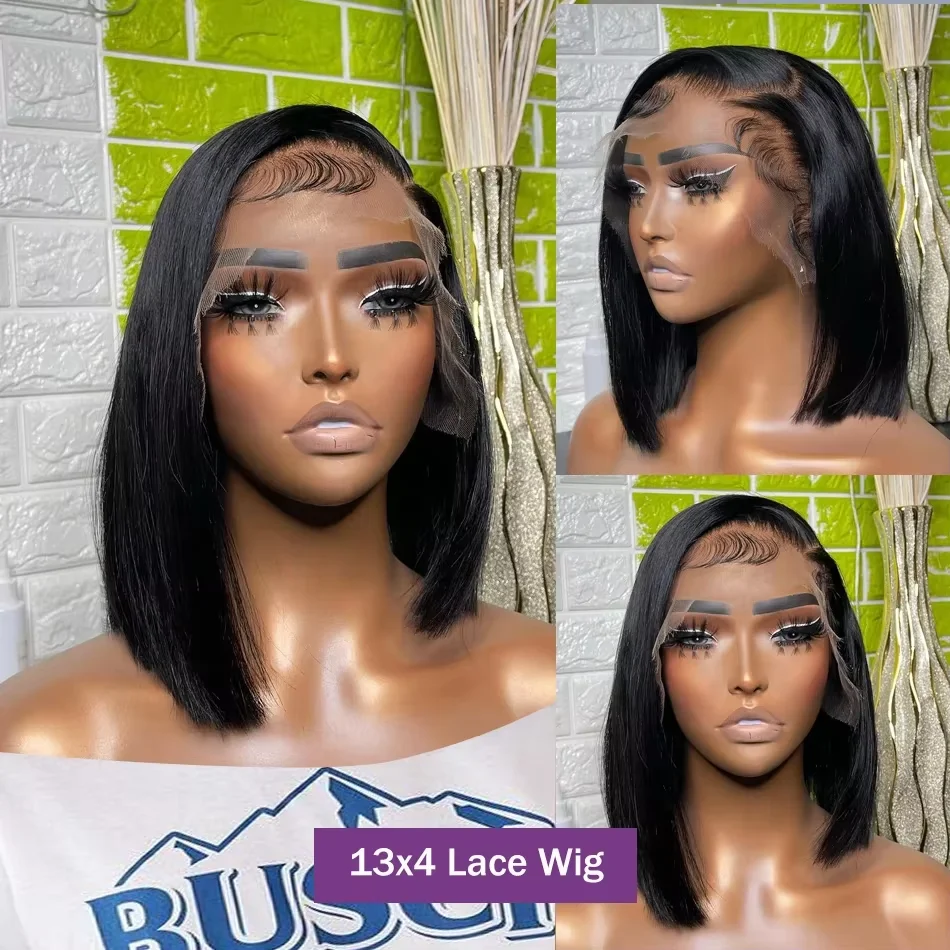 Short Bob Straight 4x4 Transparent Lace Front Wig