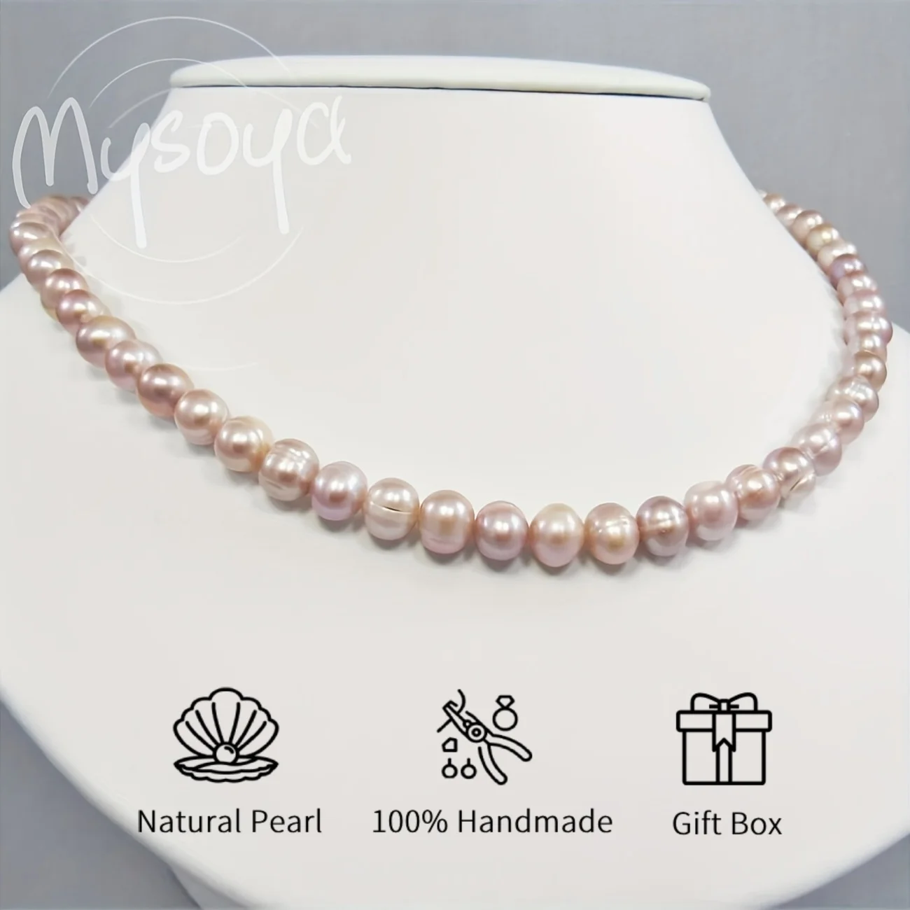 

MYSOYA браслет с розовым пресноводным жемчугом, ожерелье, комплект 8-9 мм, жемчуг, унисекс, подарочная коробка для ювелирных изделий, идеальный подарок на свадьбу, день рождения, Рождество