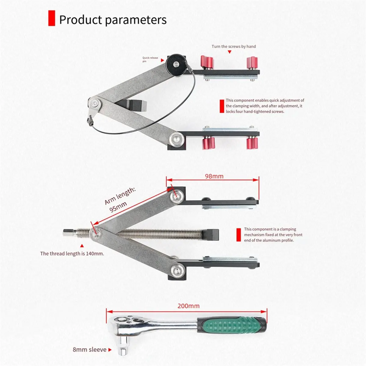 

Y69A 4-Way Panel Clamp Wood Gluing Clamp Four-Way Pressure Cabinet Clips for Woodworkers Cabinet and Furniture Makers