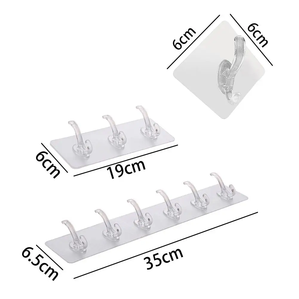 투명 벽 후크 행어 자체 접착 문짝 벽 행어 후크 흡입 무거운 하중 랙, 주방 욕실 액세서리, 3 개