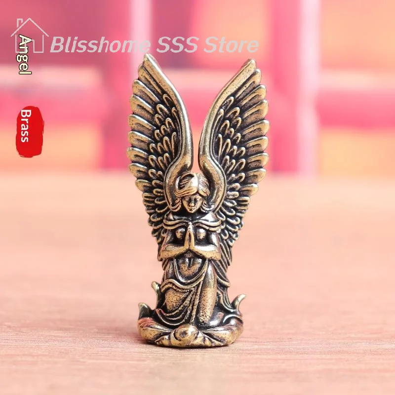 【S】Individual Piece Home-Use Decoration Brass Guardian Angel Small Sculptural Piece Miniatures Figurines Desk Decoration