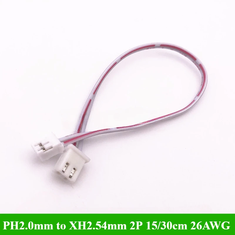 

20Pcs/lot PH2.0mm to XH2.54mm 2P/3P/4P/5P/6P/7P/8P/9P/10P Terminal Wire Connector Red-White Wire Length 15cm/30cm 26AWG