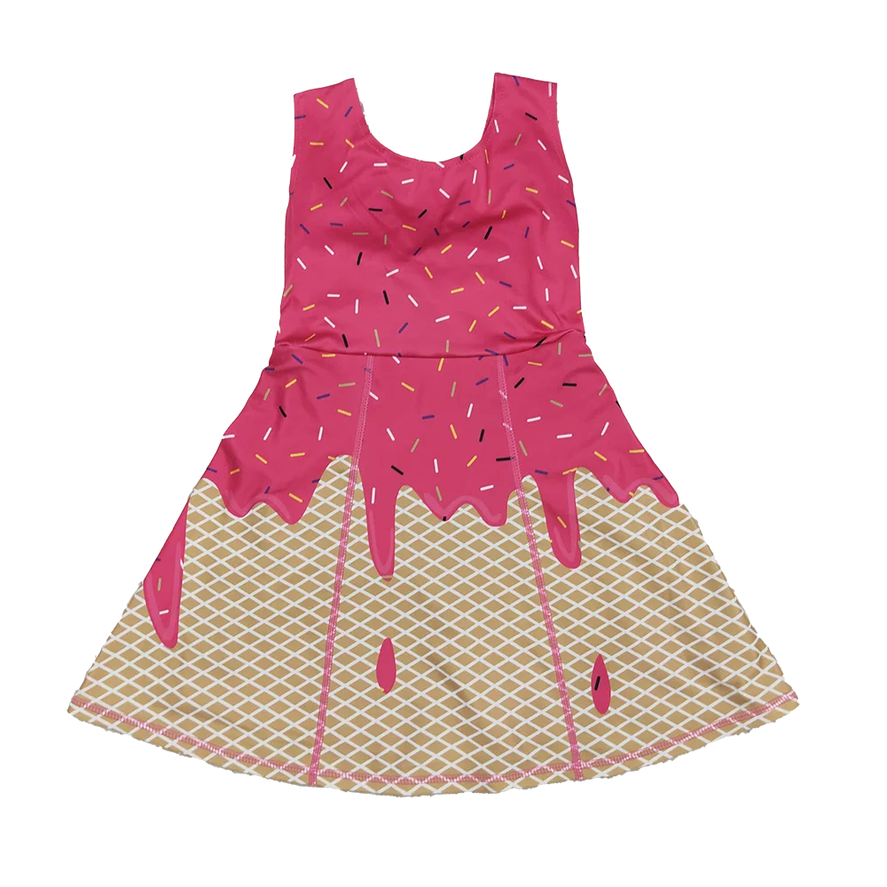 

Baby Girls Summer Dress Baby Girls Pink Ice-cream Drip Yoga Skort Knee Length Dresses
