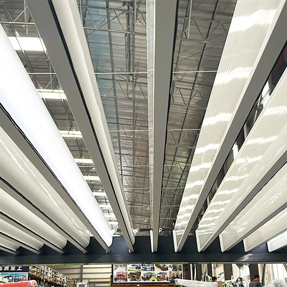 أكشاك من الألومنيوم بأبواب زجاجية منزلقة وسقف مزود بمحرك - مثالية لحديقة الفيلا أو الشرفة أو المظلة بجانب حمام السباحة