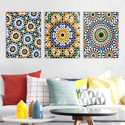 Boho Decor Moroccan Patterns 5D Diamond Painting Kit Diy Crystal Diamond Embroidery Mosaic Abstract Cross Stitch Creative Decor