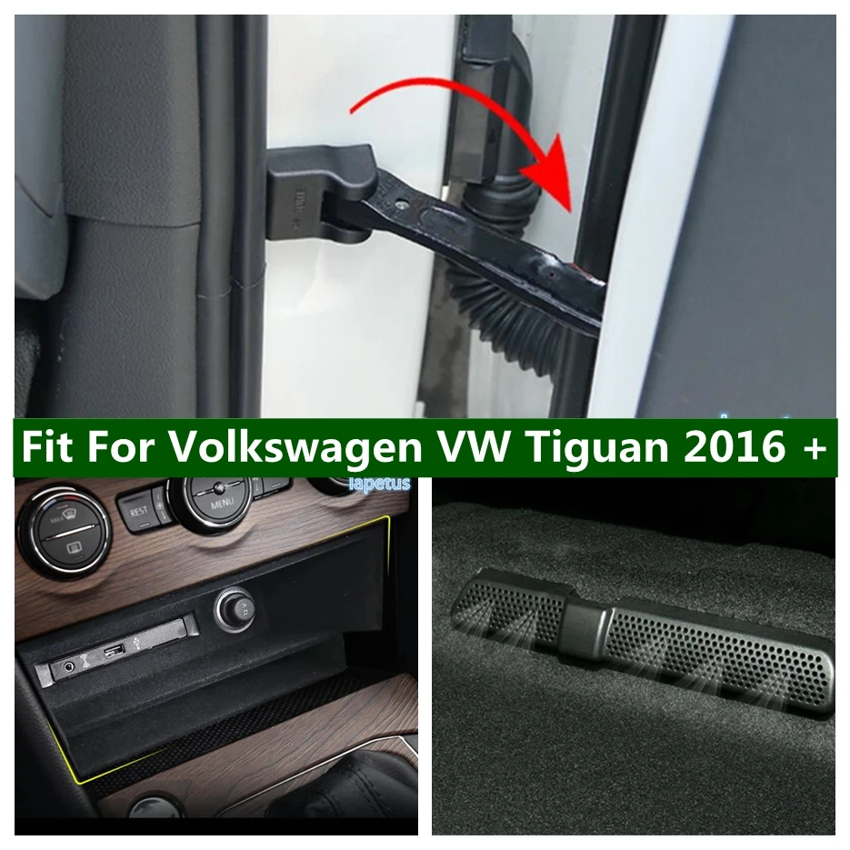 

Center Storage Box Glove Organizer / Door Lock Buckle / Under Seat Air Condition Vent Trim For Volkswagen VW Tiguan 2016 - 2022