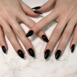 24p künstliche Acryl-fertige klebrige Nägel, schwarze Mandel-Nagelkunst, künstliche Nägel, handgefertigt, langes Ballett, abnehmbare Nagelspitzen zum Aufdrücken