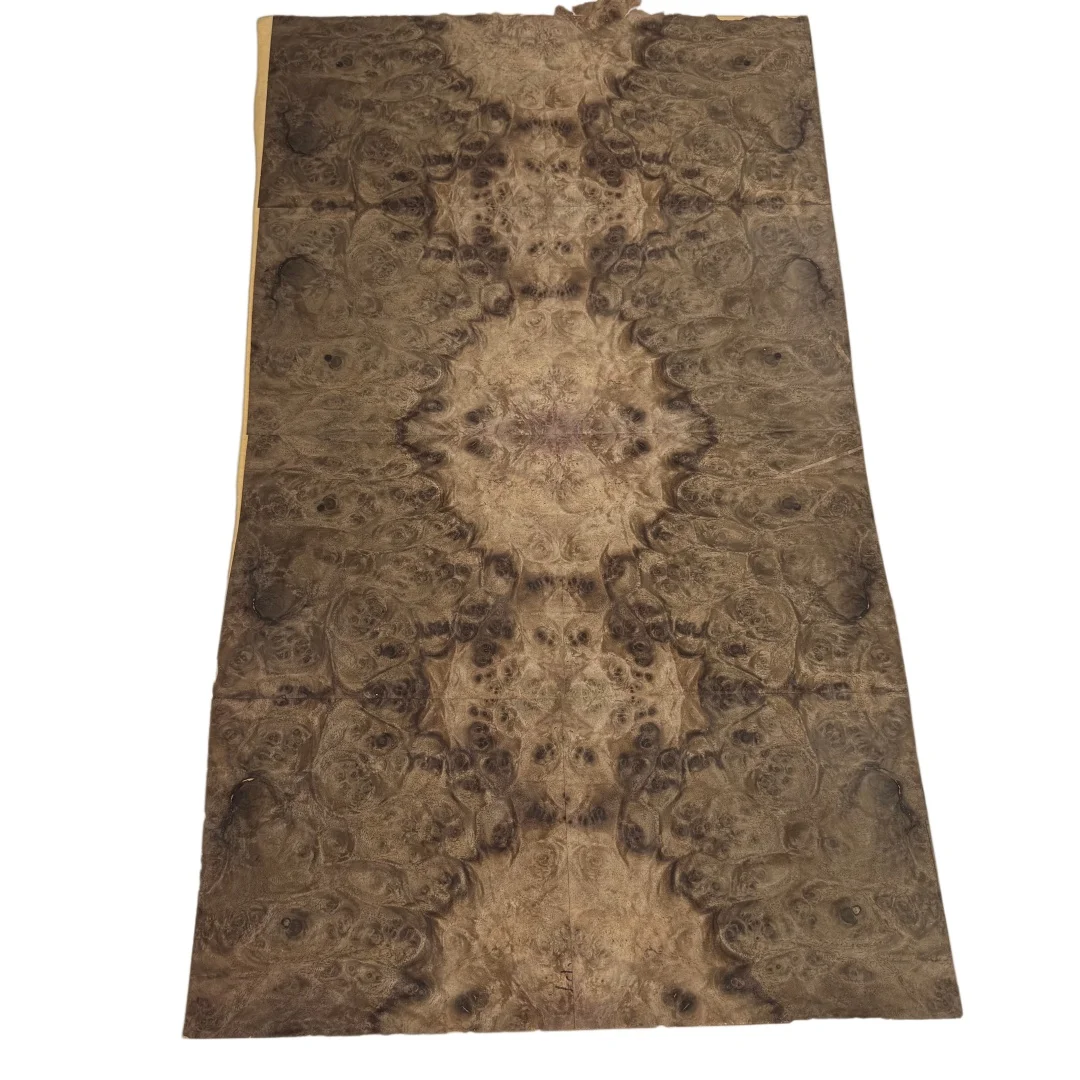 0.3mm Natural Black Walnut Burl Veneer, Suitable for Instrument Making  Guitar Body Veneering, Size 60x36cm（Backing kraft paper)