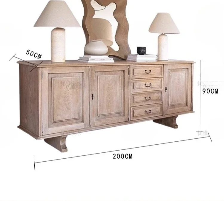 

Французский ретро шкаф на крыльце из цельного дерева, бытовой простой обеденный шкаф, американский шкаф для хранения в гостиной для маленькой квартиры