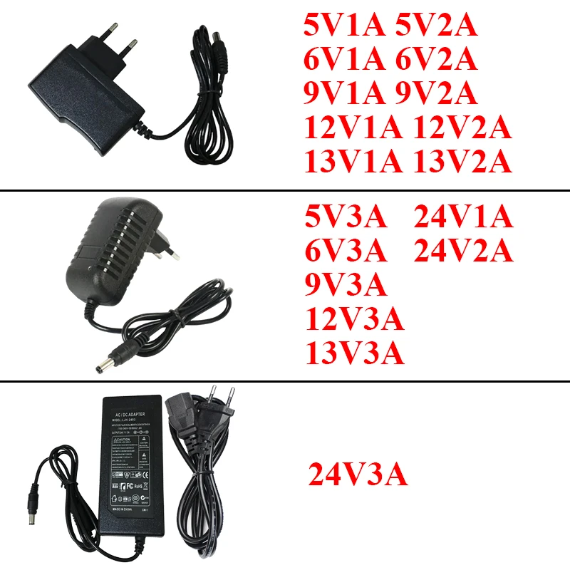 Transformers AC110 220V To DC12V Power Supply Adapter 5V 6V 9V 13V 24V 12V 1A 2A 3A Universal Power Supply Adapter For LED Strip