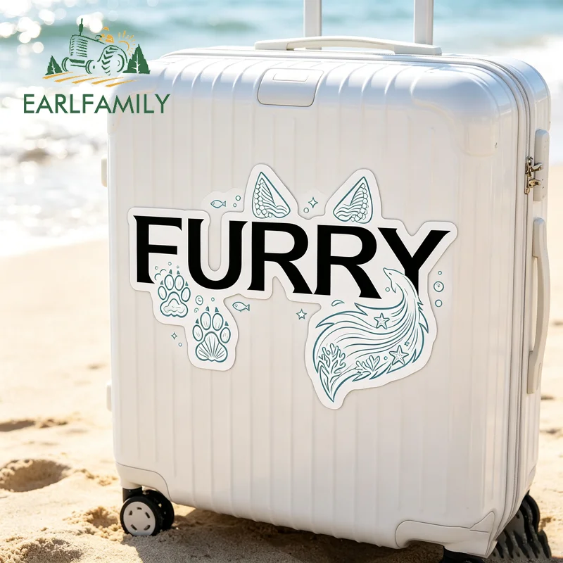 EARLFAMILY Cool Furry Tittle Logo Car Bumper Decal Popular Cartoon Car Gadget Decor Occlusion Scratch Practical Camper Goods