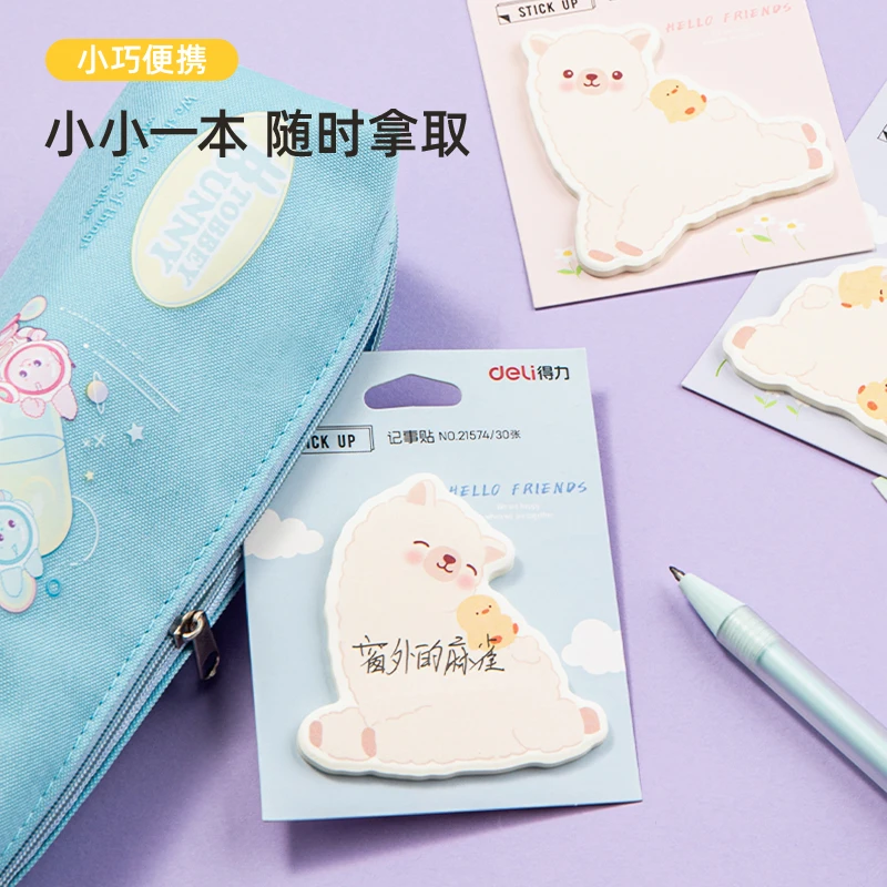 Deli 1 Pcs 30-Pagina Kawaii Sticky Note Pad Zelfklevende Memo Pad Leuke Notepad School Student Leveringen kantoorbenodigdheden Briefpapier