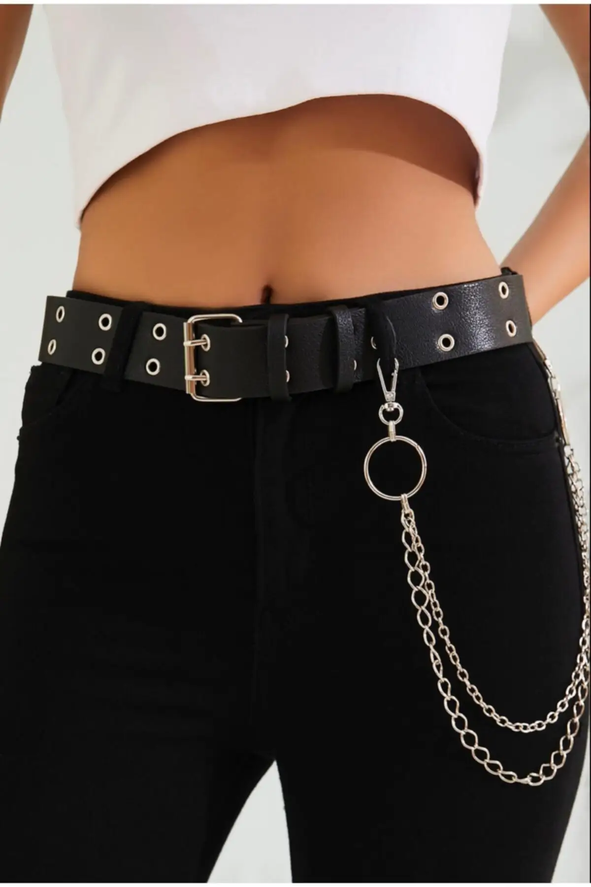 Women Black Chain Bird Eye Belt