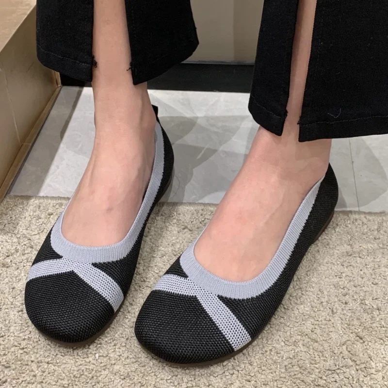 

Shoes for Women 2023 Fashion Spring and Autumn Women Flats Mixed Colors Net Cloth Breathable Round Toe Shallow Mouth Shoes Women