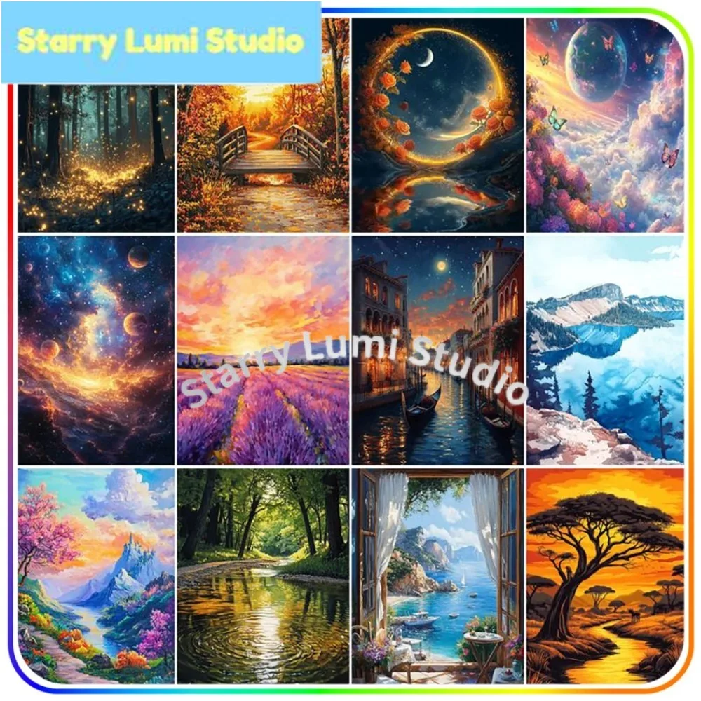 Diamond Painting Complete Kit Accessories Diy Craft Beautiful scenery Stitch Needle Arts Craft Full Square Round Drill