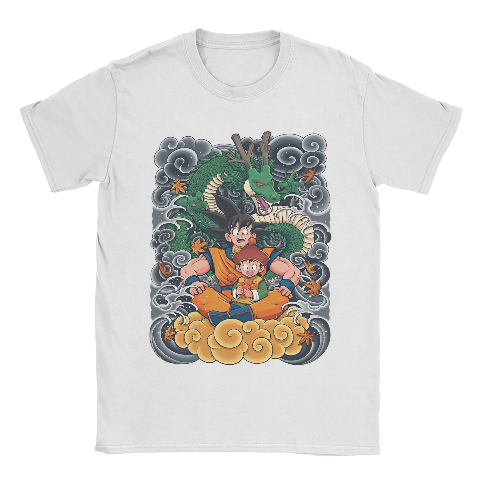 드래곤 볼 남성 및 여성용 2026 순면 신상 여름 애니메이션 프린트 미국 힙합 심플 부모 자녀 반팔 티셔츠