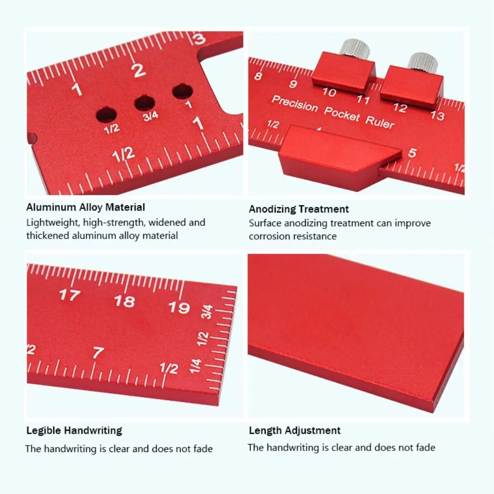 

С скользящим упором Универсальный метрический измерительный инструмент Высокоточная линейка для позиционирования Линейка для столярной маркировки из алюминиевого сплава