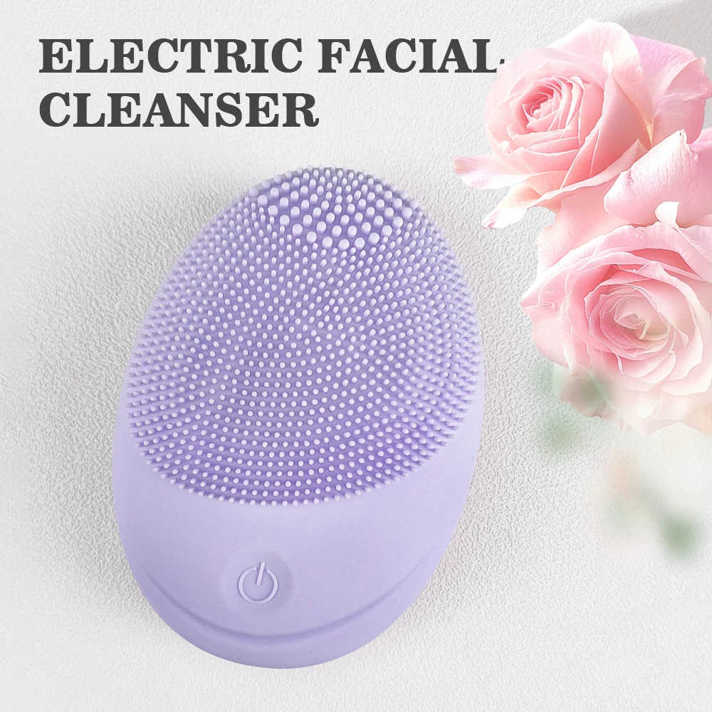 Electric soft silicone cleansing brush, sonic vibration for deep cleaning, gentle exfoliation