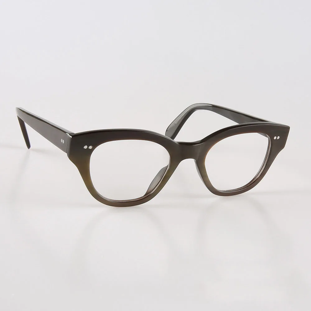 

Women's Man Glasses Frames Unique Vintage Cat Eye Rivets Optical Eyeglasses Handmade Buffalo Horn Prescription Eyeglass Frames