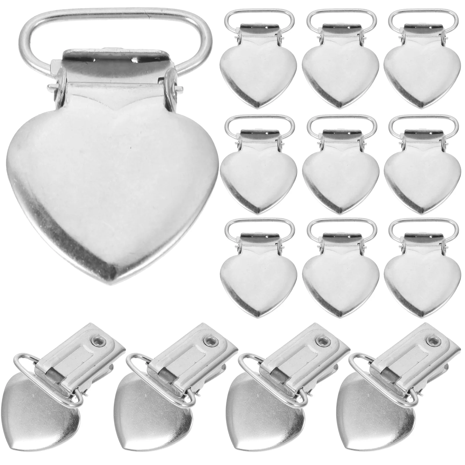30 Pcs Peach Heart Clip Pacifier Suspender Clips Holder Fasteners Strap Metal Mittens DIY Heart-shape