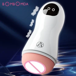 Masturbador masculino automático con vibración, Juguetes sexuales para adultos, Vagina Real, bala vibratoria, pene, Oral