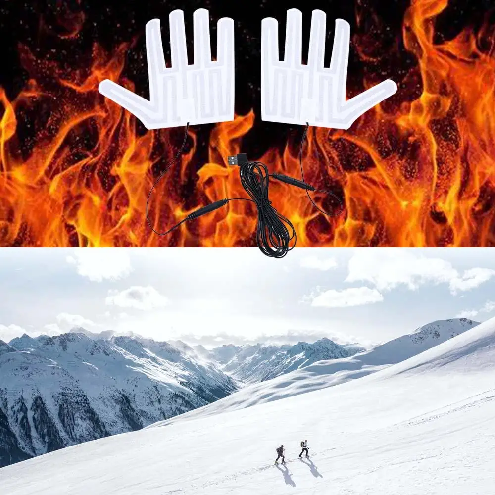 5 فولت قفازات الشتاء سخان خمسة أصابع قفازات التدفئة الكهربائية فيلم قفازات لوحة التدفئة قفاز ورقة التدفئة USB قفازات ساخنة وسادة #3