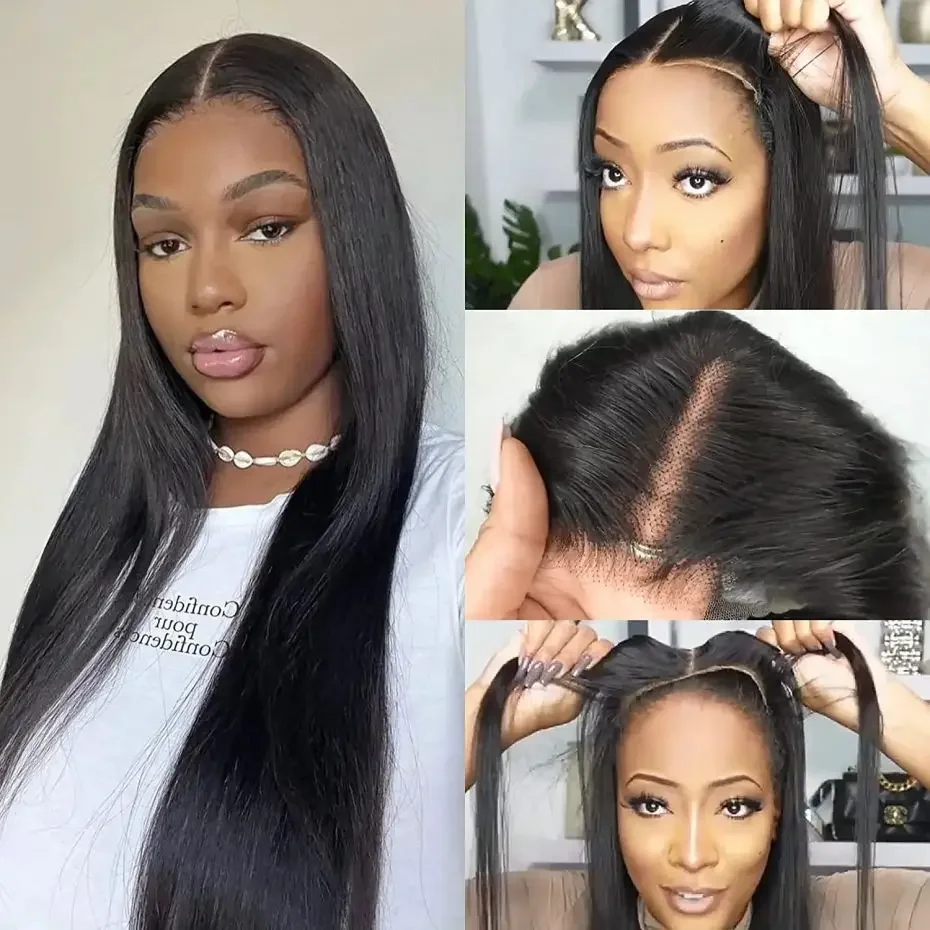 Pra potongan tanpa lem tulang lurus 6x4 Wig tanpa lem rambut manusia untuk wanita Wig tanpa lem Brasil rambut manusia siap dipakai prepped