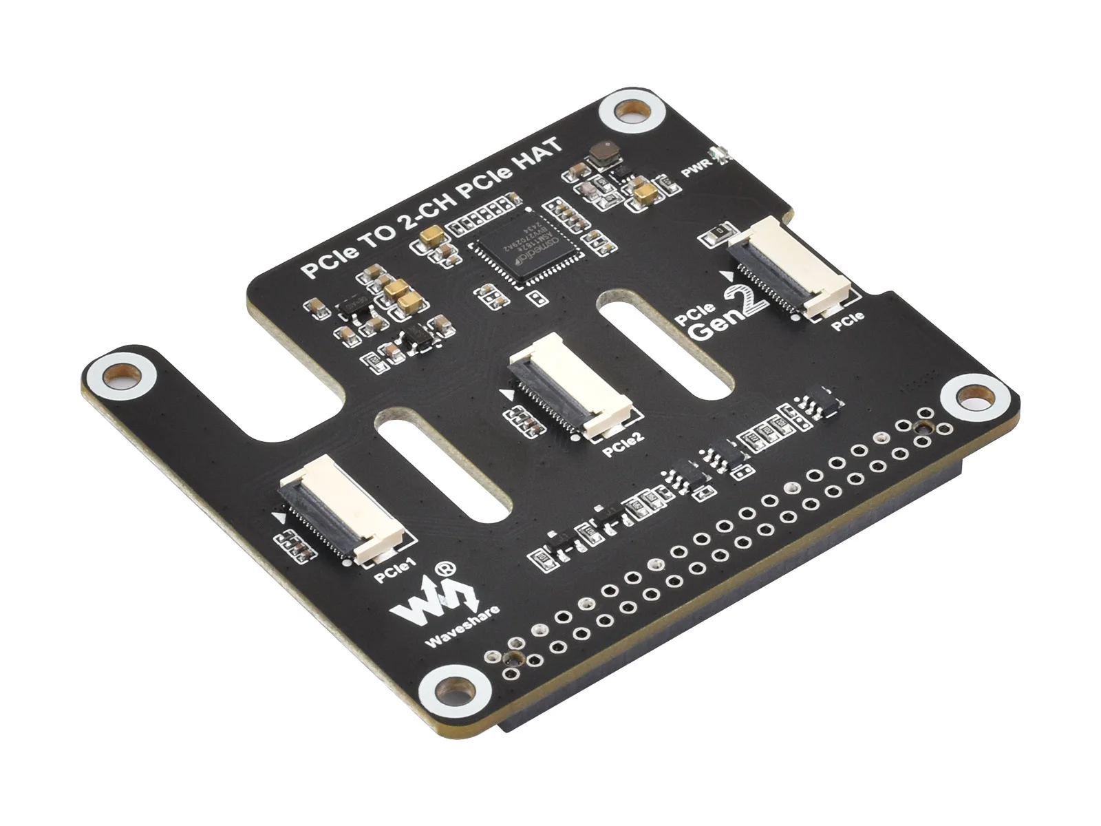 PCIe TO 2-CH PCIe HAT,2-Ch PCIe FFC Adapter Board for Pi 5, Expands The PCIe Interface Of The Pi 5 To 2-Ch PCIe FFC Connectors