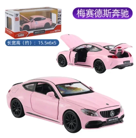 1:32 Mercedes Benz C63 AMG Pink DieCast Auto Car Models Super Sports Cars Children Toy Coche Vehicles Mclaren F31