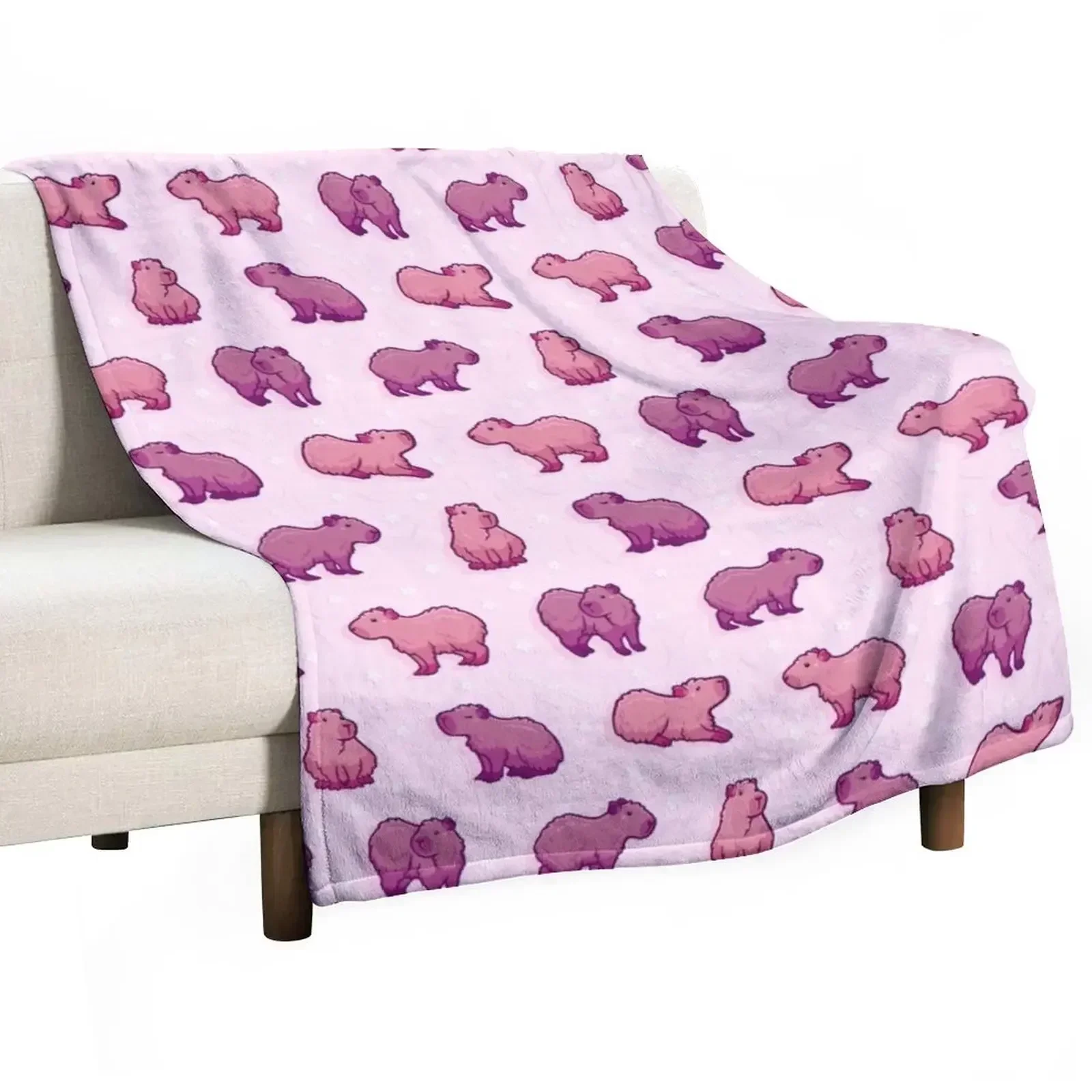 Capybara 2 {pink} Throw Blanket Luxurious Soft Blanket Holiday Gift for Family