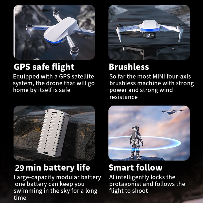 New B6Mini Drone 5G WiFi FPV 360° Laser Obstacle Avoidance Brushless Motor GPS Return 4K HD Dual Camera RC Quadcopter Drone Toys