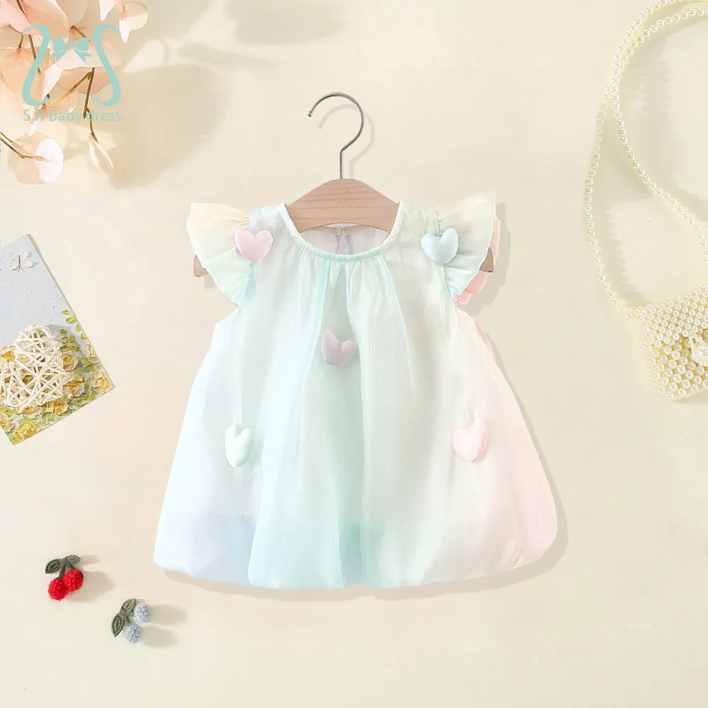 

Infants Sweet Summer Baby Girl Dress Lovely Colorful Three-dimensional Love Dresses Children Sleeveless Clothes 0-3 Y Toddlers