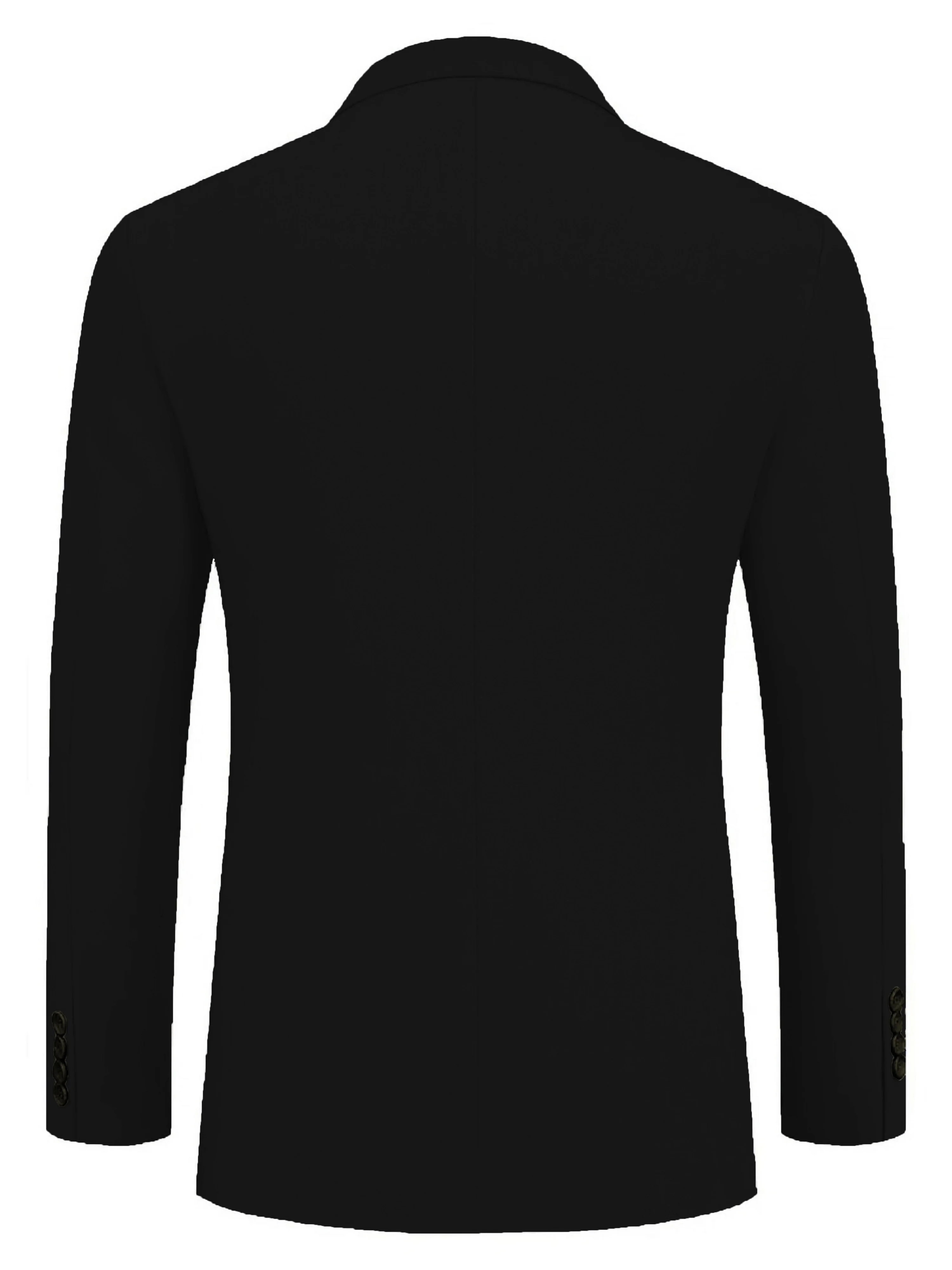 Ta uniwersalna męska czarna marynarka jest idealna do noszenia na zewnątrz; jest stylowa i wyposażona w wiele kieszeni.