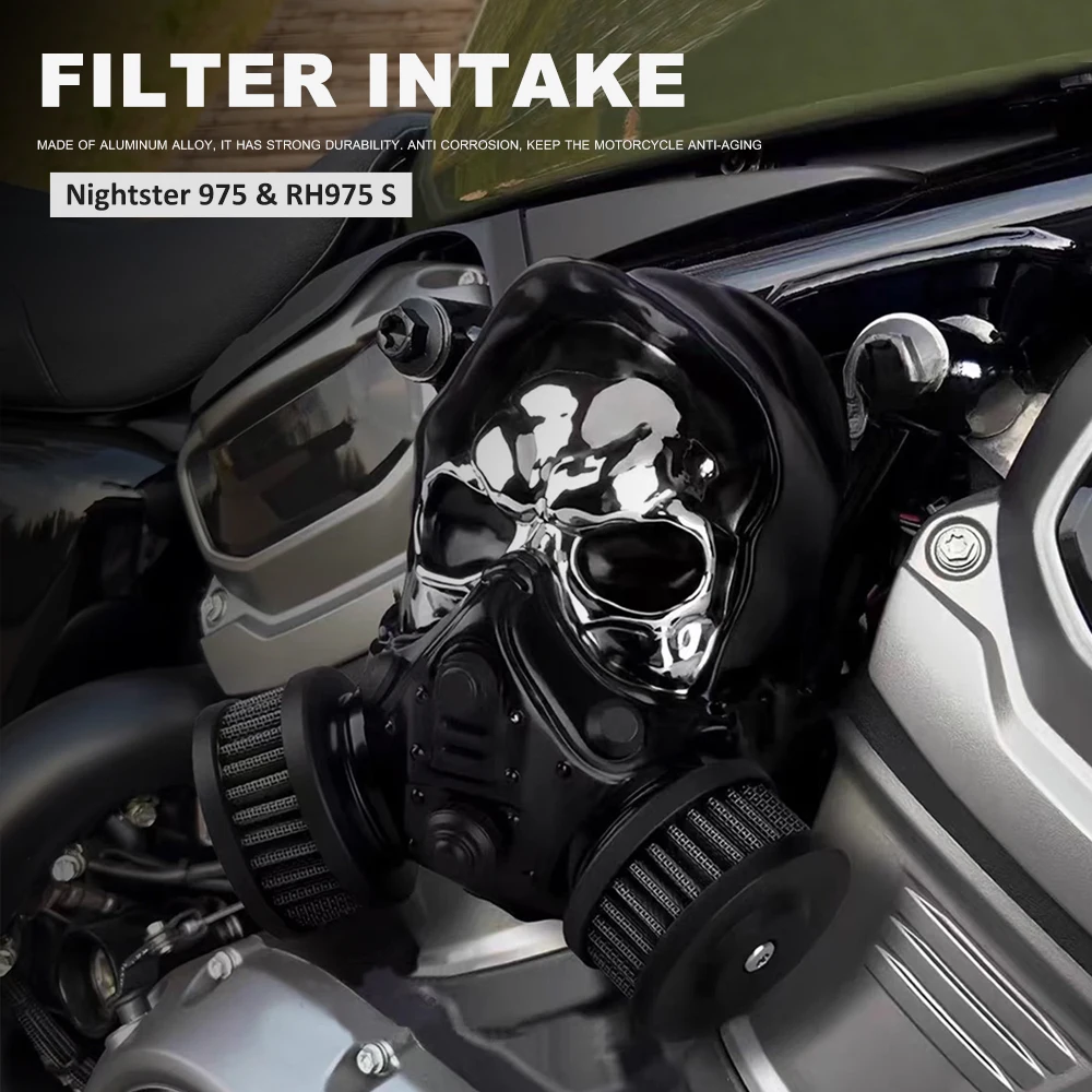 

Motorcycle Skull Air Filter Cleaner Intake System Black Accessories Filter Intake For Nightster 975 RH975 S 2022 2023 2024 2025