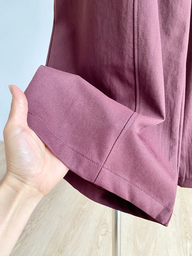 2025 خريف جديد الكورية نمط تصميم عصري فضفاض عالية الخصر تنوعا سراويل تقليدية الصلبة بنطال ذو قصة أرجل واسعة للنساء