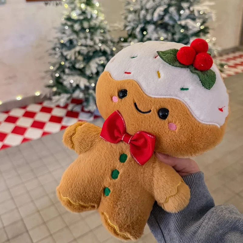

25cm Hot Sale Cute Christmas Series Gingerbread man Plush Toy Biscuit Stuffed Cookie Soft Doll Room Decoration Birthday Gifts