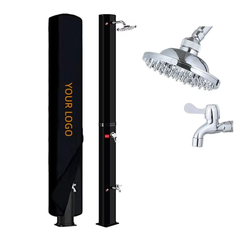 Estuche de ducha con calefacción solar para exteriores de PVC negro de 35 litros con mezclador 60 categorías de productos