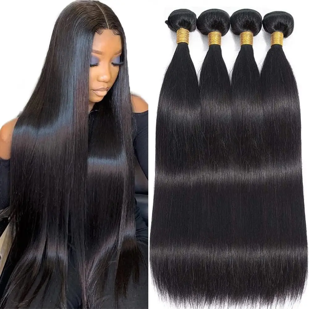 8-32 Inch Brazilian Hair Bone Straight Bundles Weave Human Hair Bundles 100% Raw Straight Human Hair Extensions  Wholesale