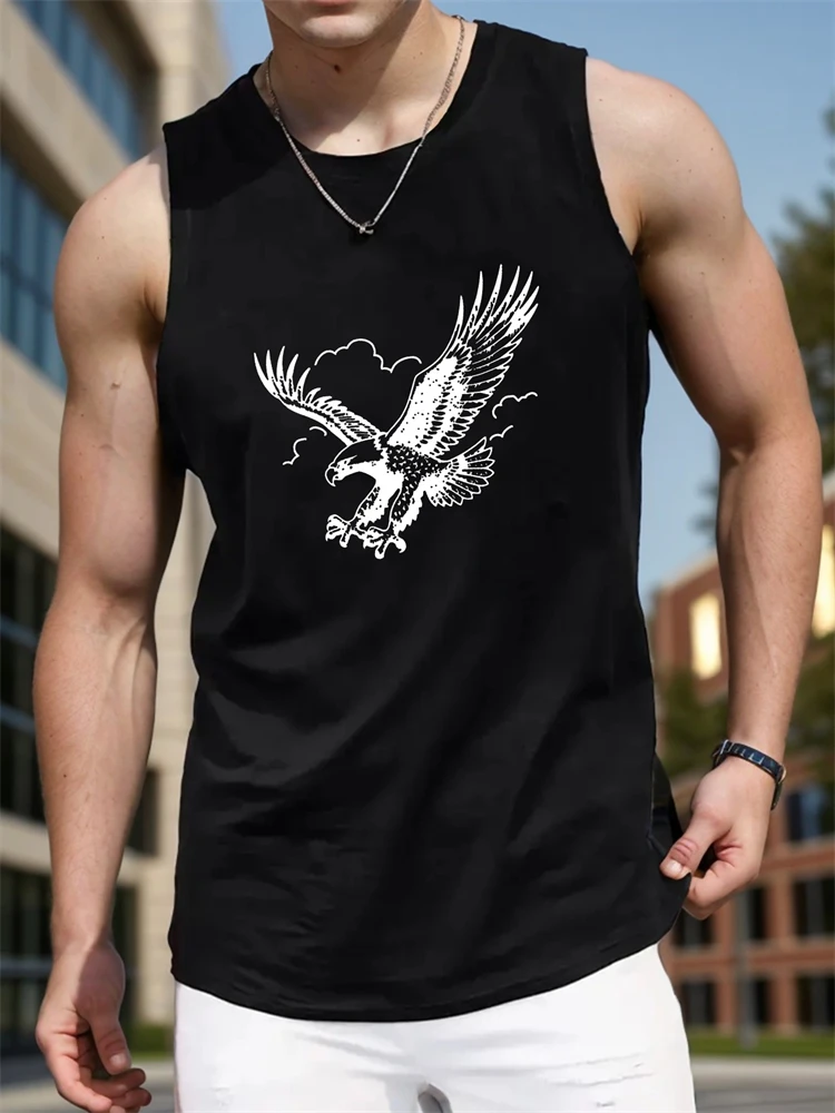 3D Eagle Print Men's Tank Top Everyday Casual Men's Sleeveless T-shirt Street Fashion Men's Vest Summer Outdoor Sports Men's Top