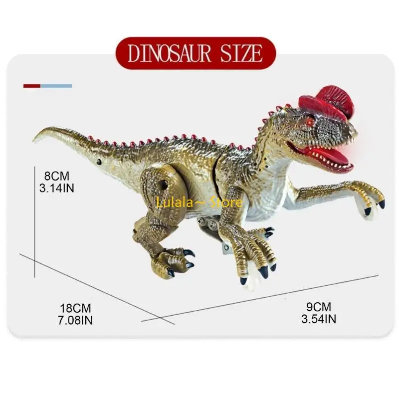 Y4QA เดินของเล่นไดโนเสาร์ไฟฟ้า Dilophosaurus กระพริบตาจำลองไดโนเสาร์ Action Figure เด็กโปรดปรานของขวัญ